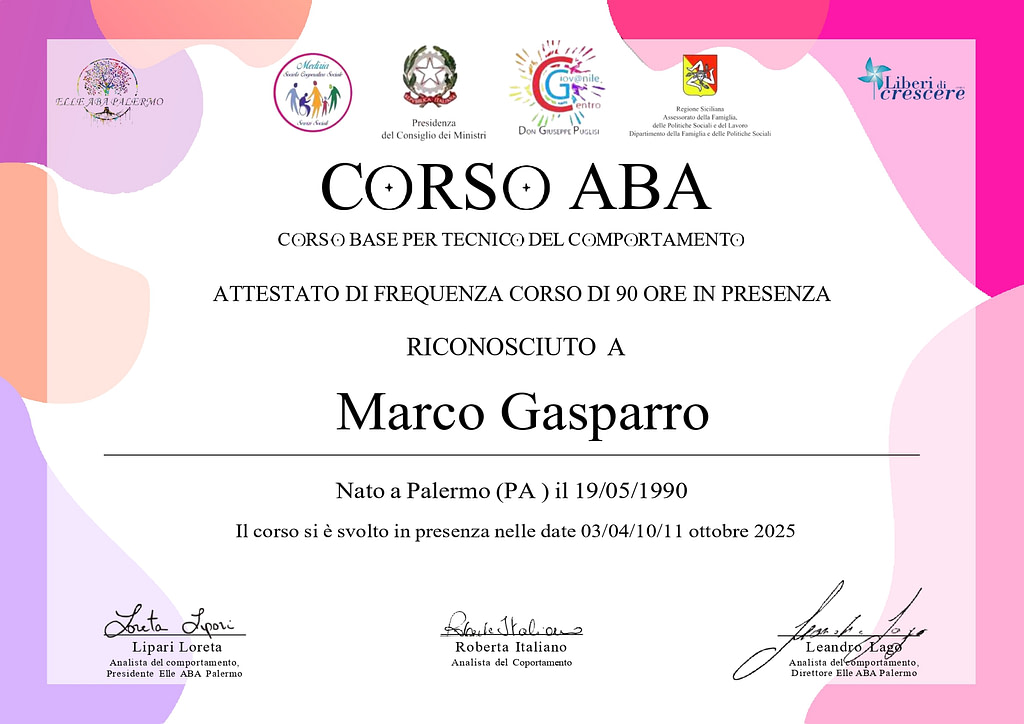 Tecnico del Comportamento ABA 1 Tecnico del Comportamento ABA