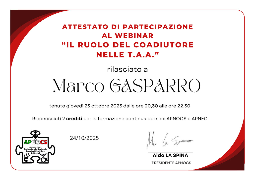 Il ruolo del Coadiutore nelle T.A.A.