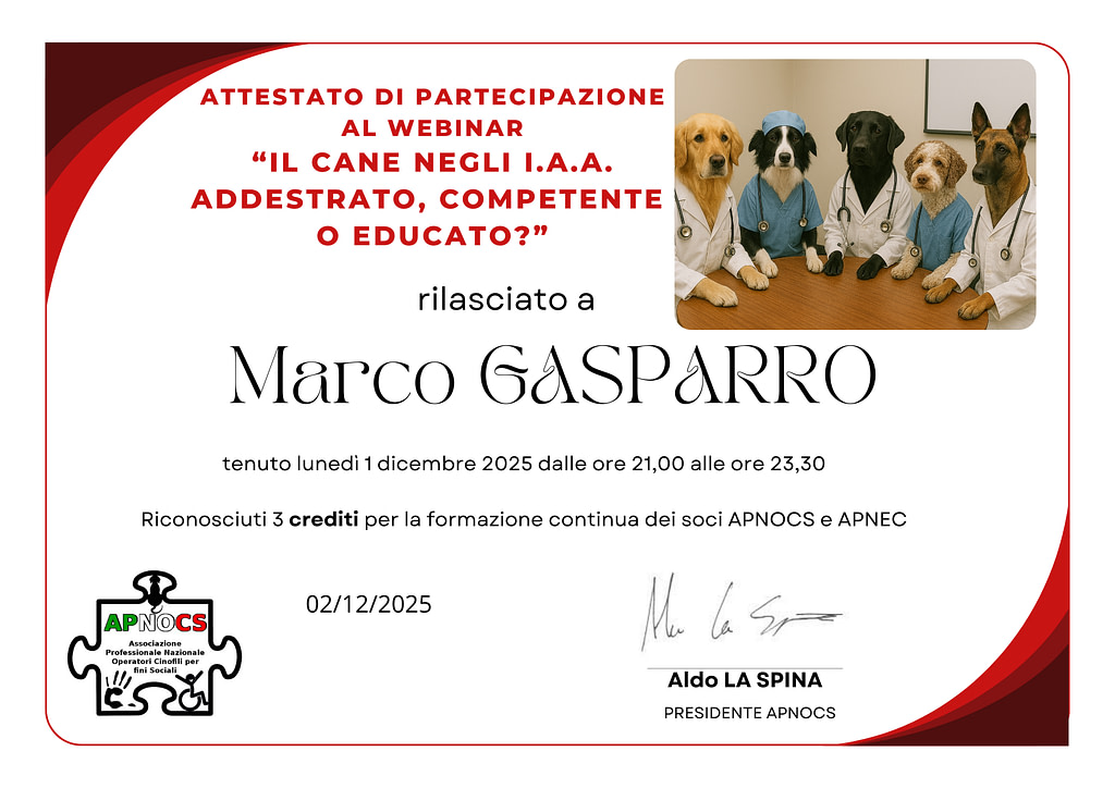 Il cane negli I.A.A. Addestrato, Competente o Educato?