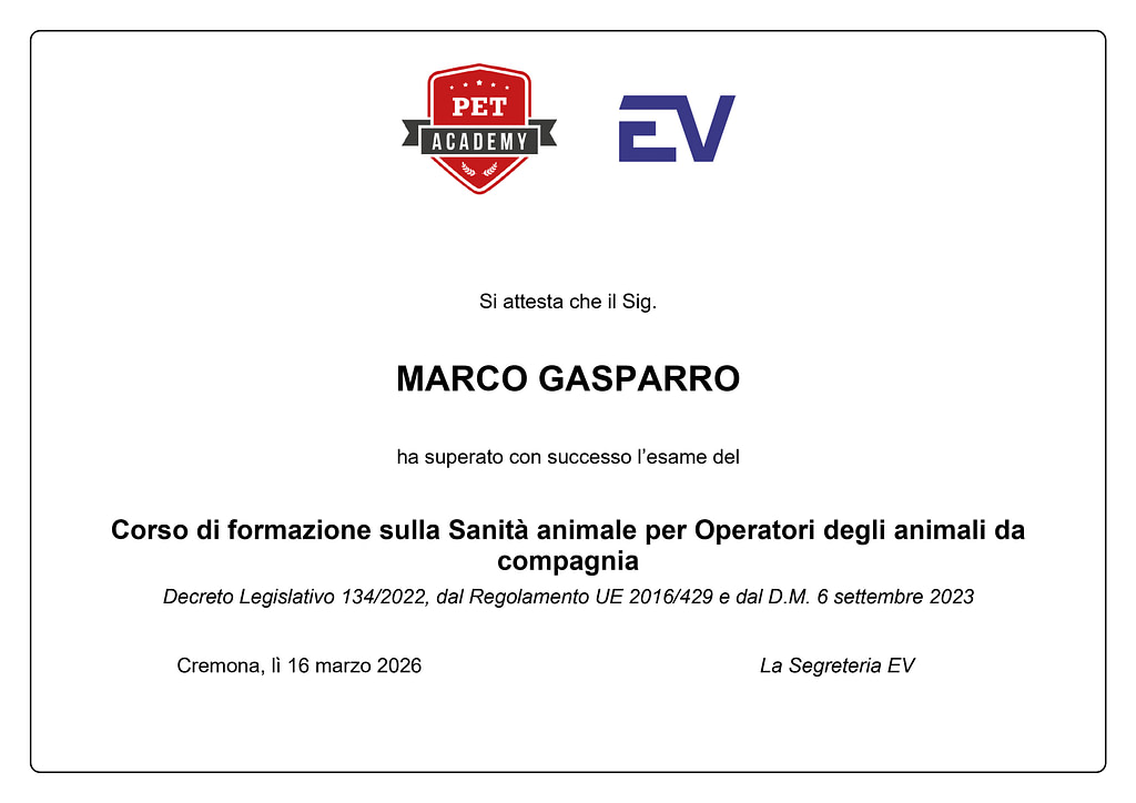 Corso di formazione sulla Sanità animale per Operatori degli animali da compagnia 1 Corso di formazione sulla Sanità animale per Operatori degli animali da compagnia