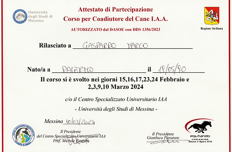 Corso per Coadiutore del Cane I.A.A. per interventi assistiti
